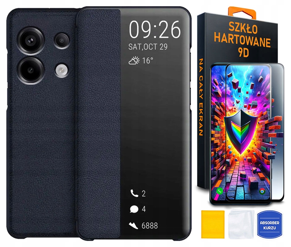 Kožené flipové puzdro YouTab Smart View pre Xiaomi Redmi Note 13 Pro, tmavomodré